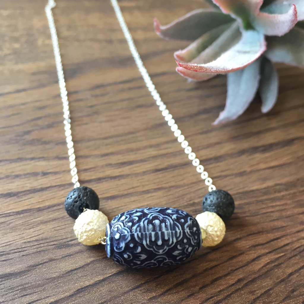 Beaded Diffuser Necklace with Lava Rocks